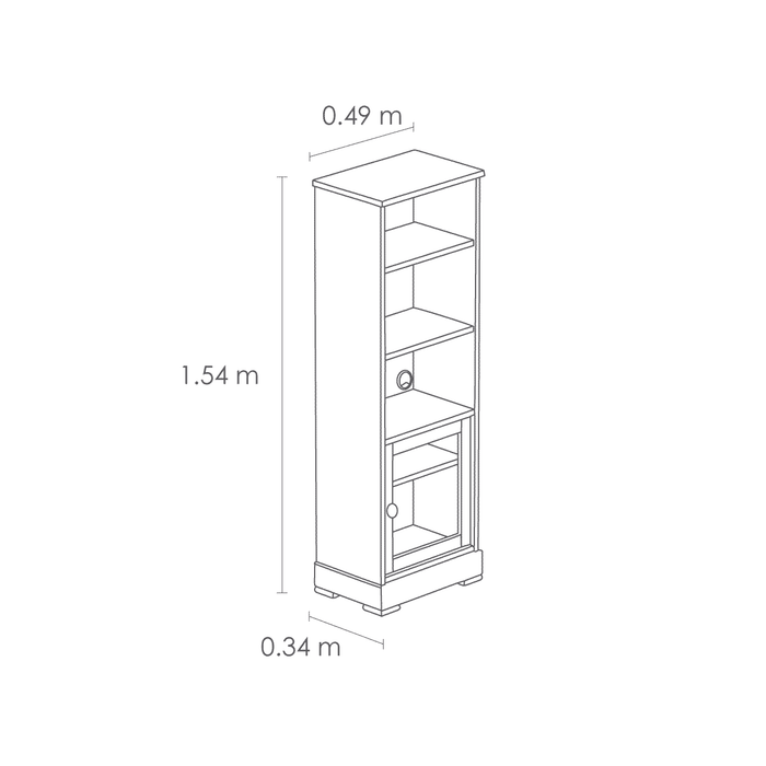 Librero Vera con puerta Cristal